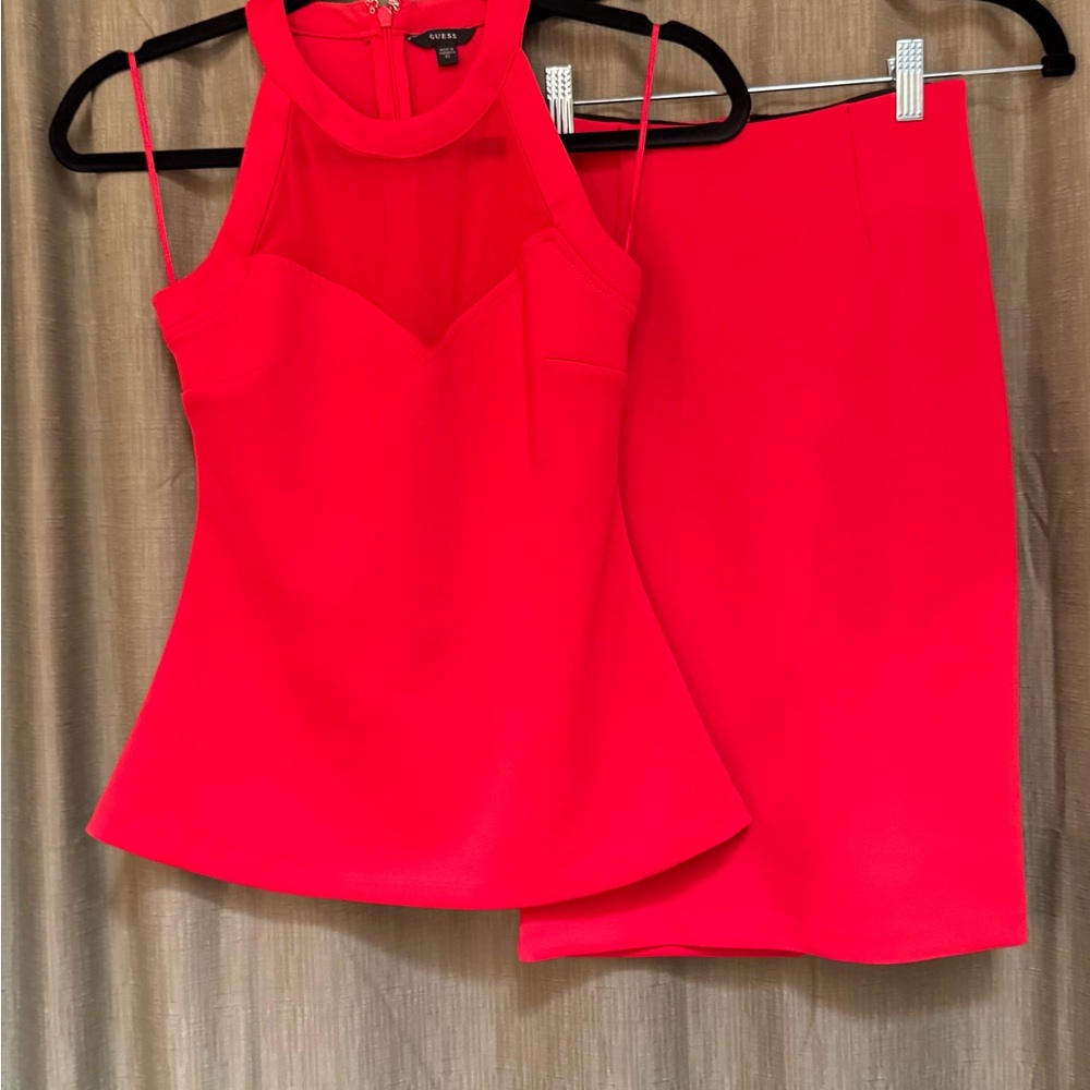 Guess Vibrant Red Skirt Set